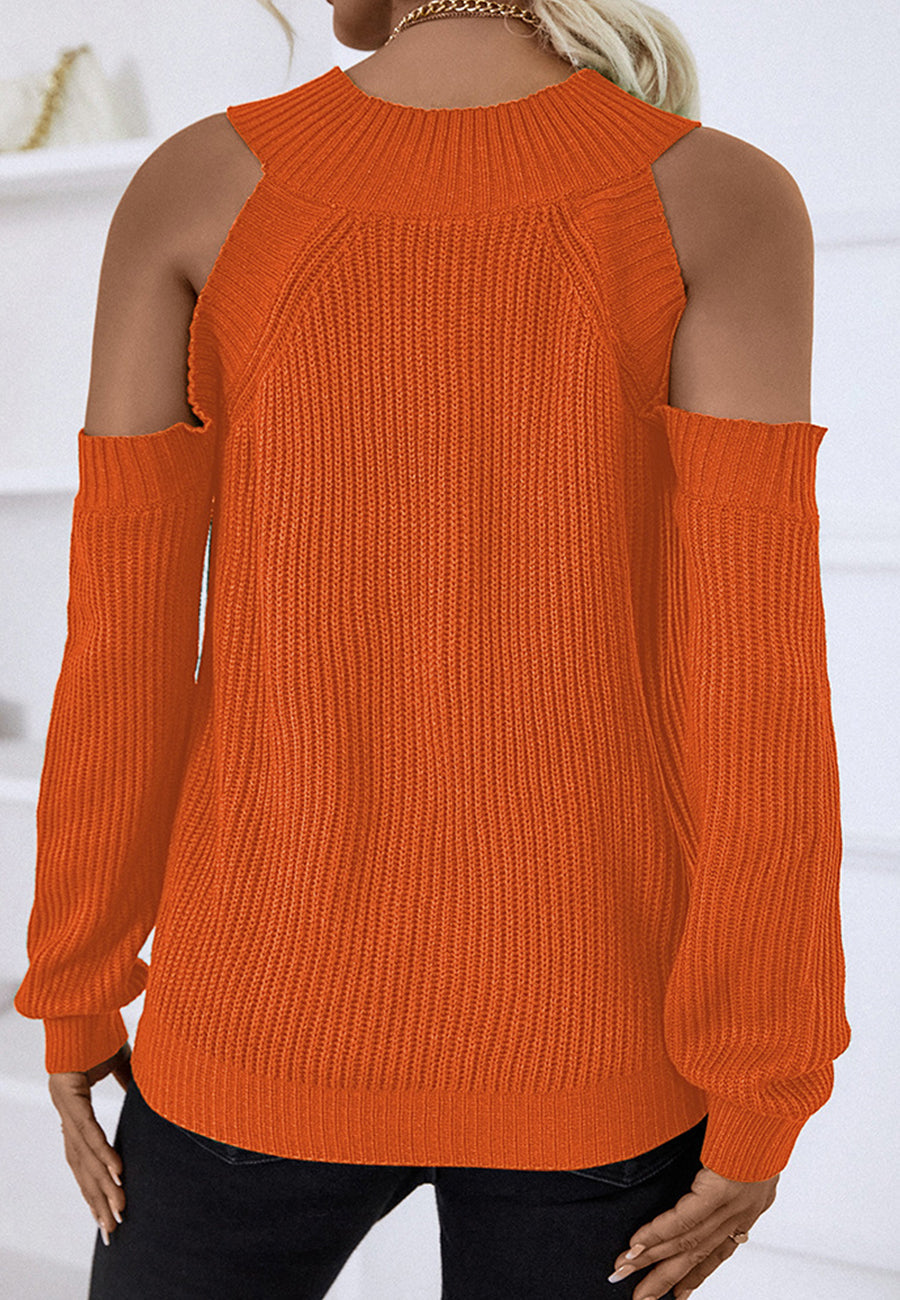 Round Neck Cutout Sweater