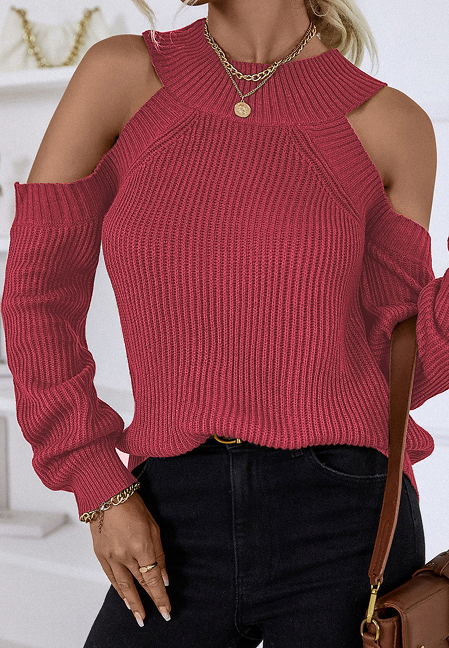 Round Neck Cutout Sweater