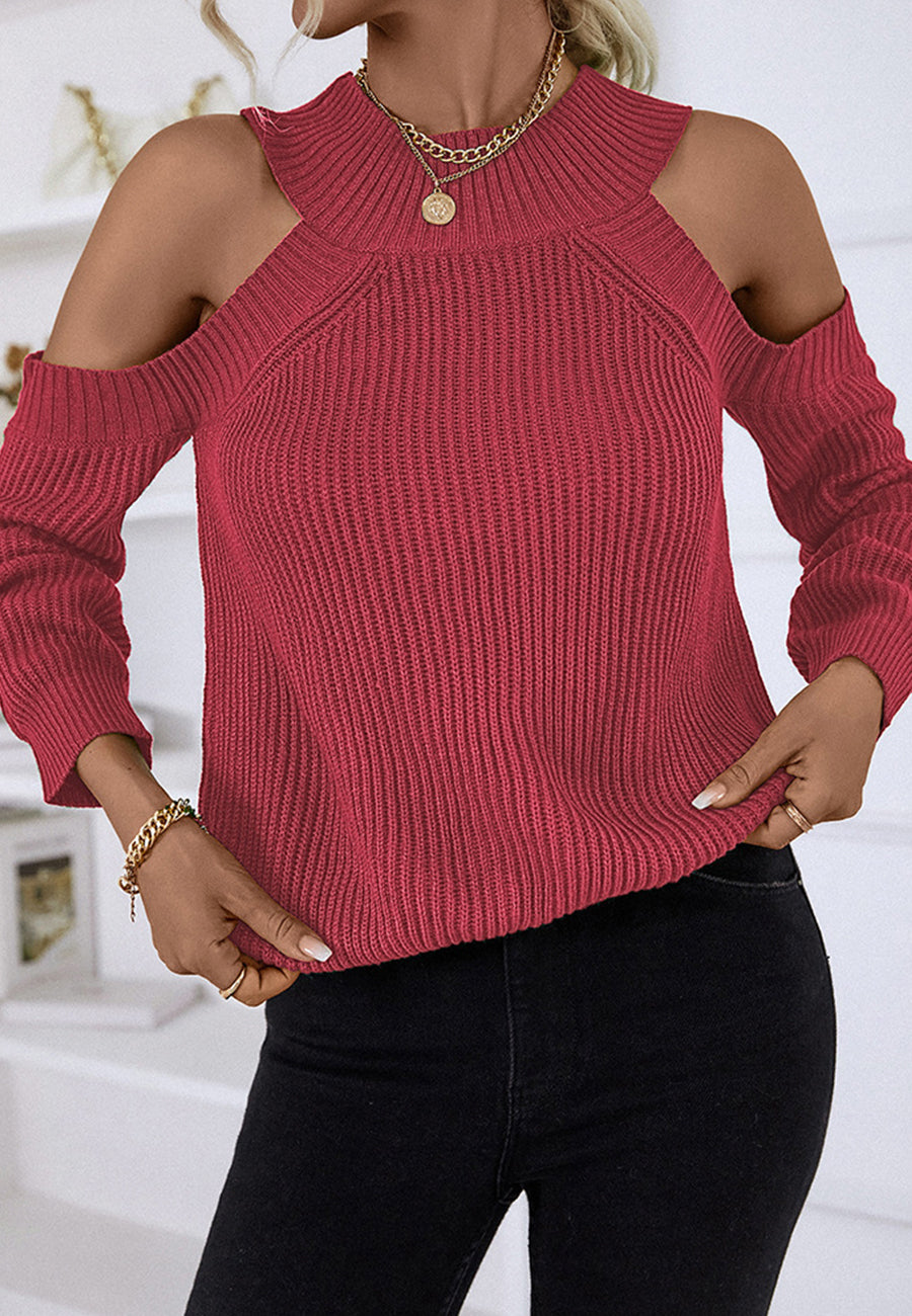 Round Neck Cutout Sweater