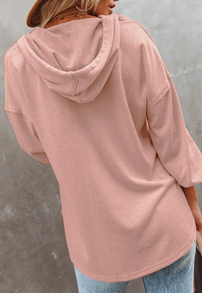 Button Detail Hooded Sweatshirt