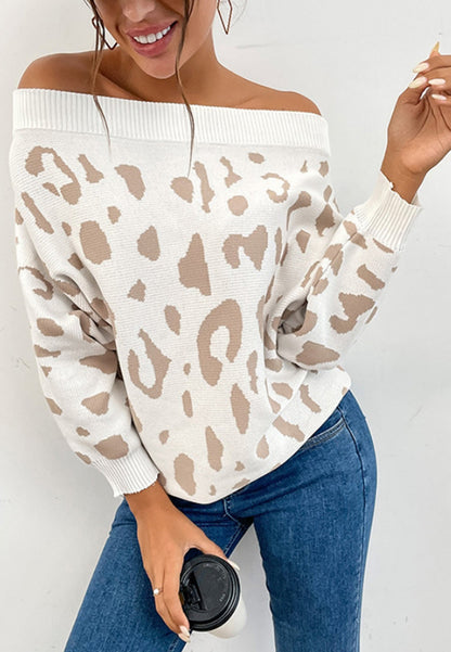 Off Shoulder Leopard Sweater