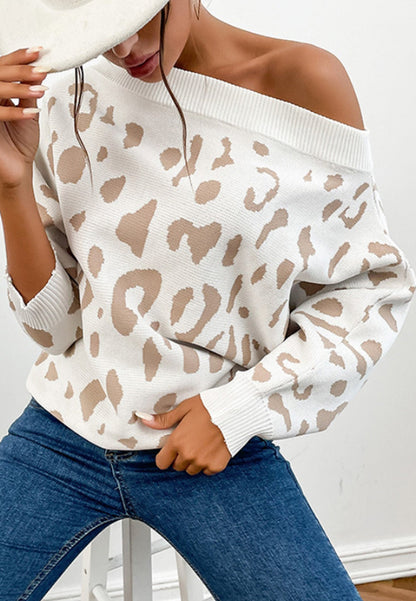 Off Shoulder Leopard Sweater