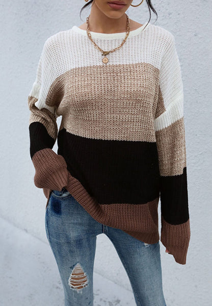 Drop Shoulder Striped Oversized Sweater