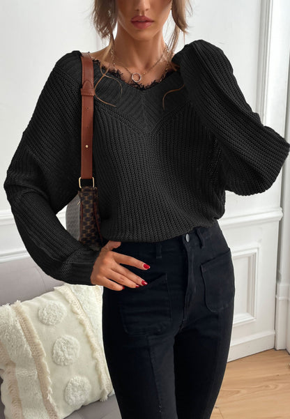 Lace Trim Classic Sweater