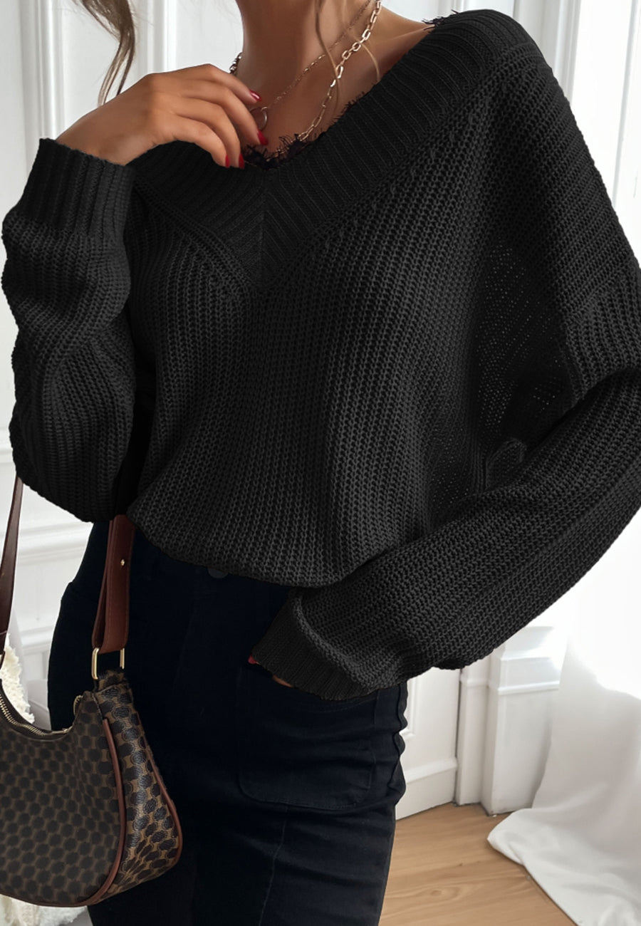 Lace Trim Classic Sweater