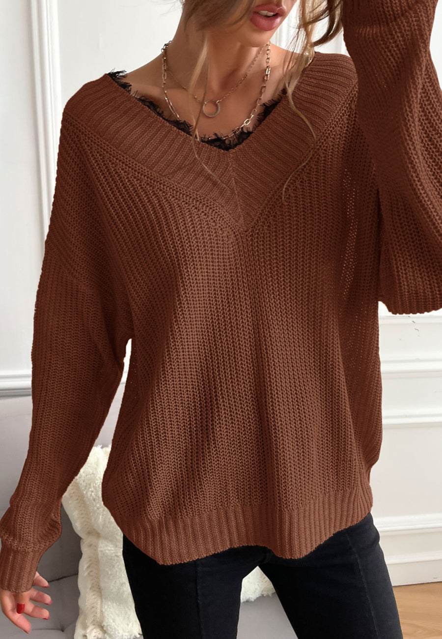 Lace Trim Classic Sweater