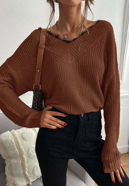 Lace Trim Classic Sweater