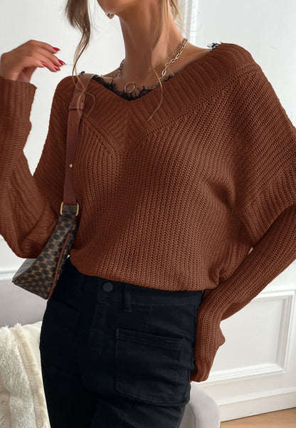 Lace Trim Classic Sweater