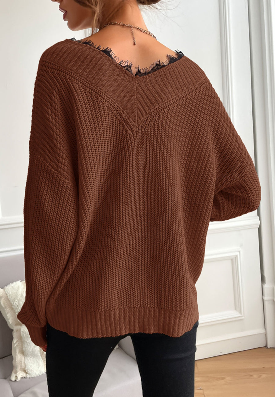 Lace Trim Classic Sweater