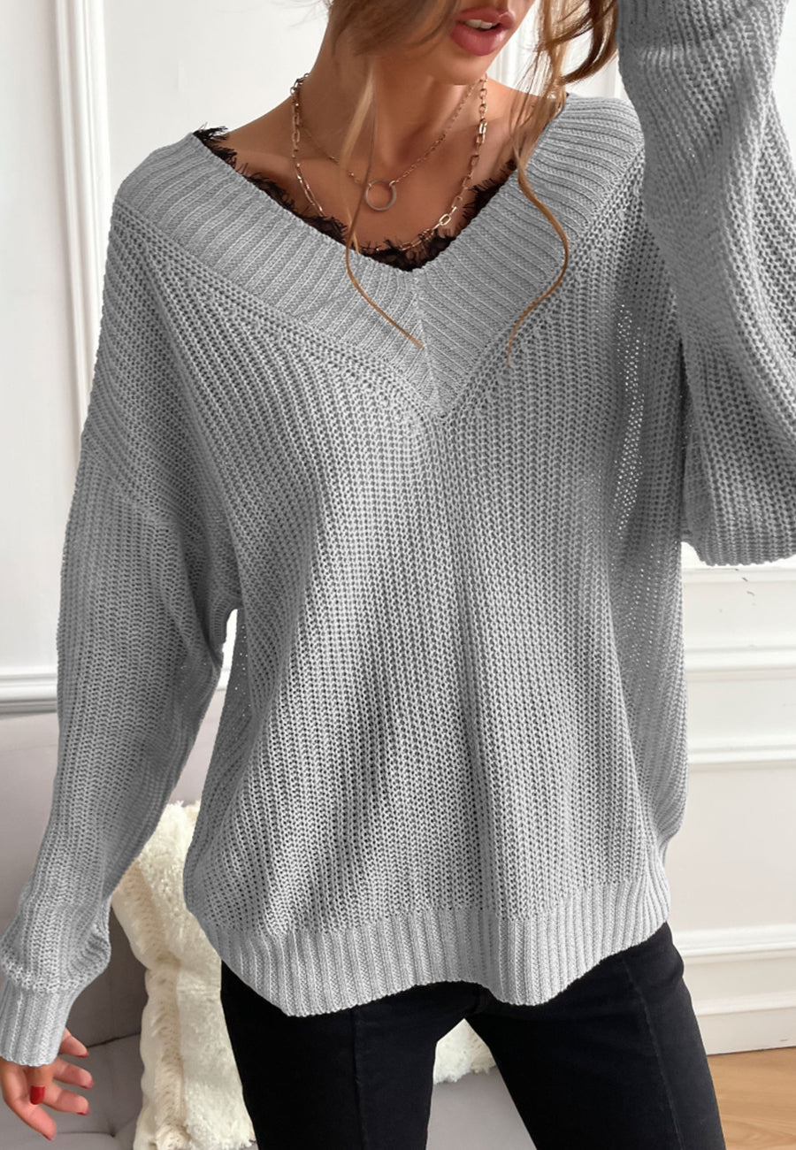 Lace Trim Classic Sweater