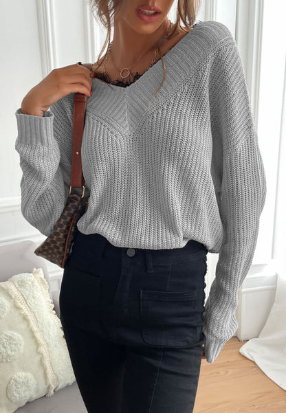 Lace Trim Classic Sweater