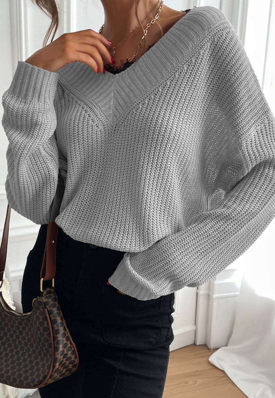 Lace Trim Classic Sweater