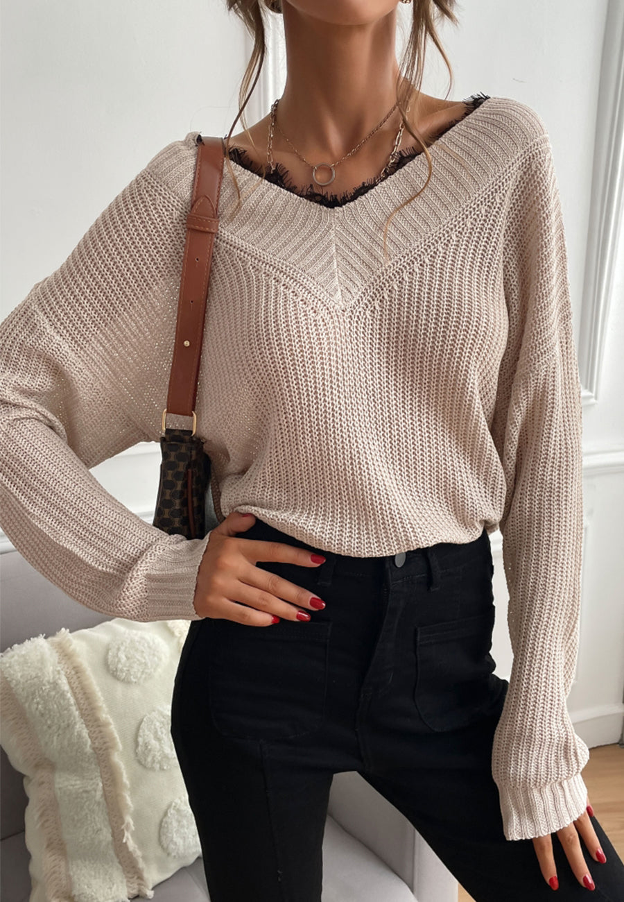 Lace Trim Classic Sweater