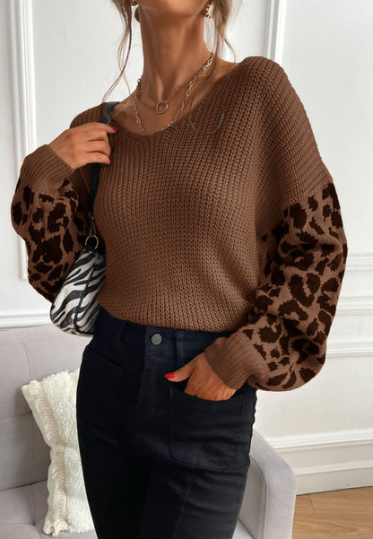 Textured V Neck Two Tone Sweater