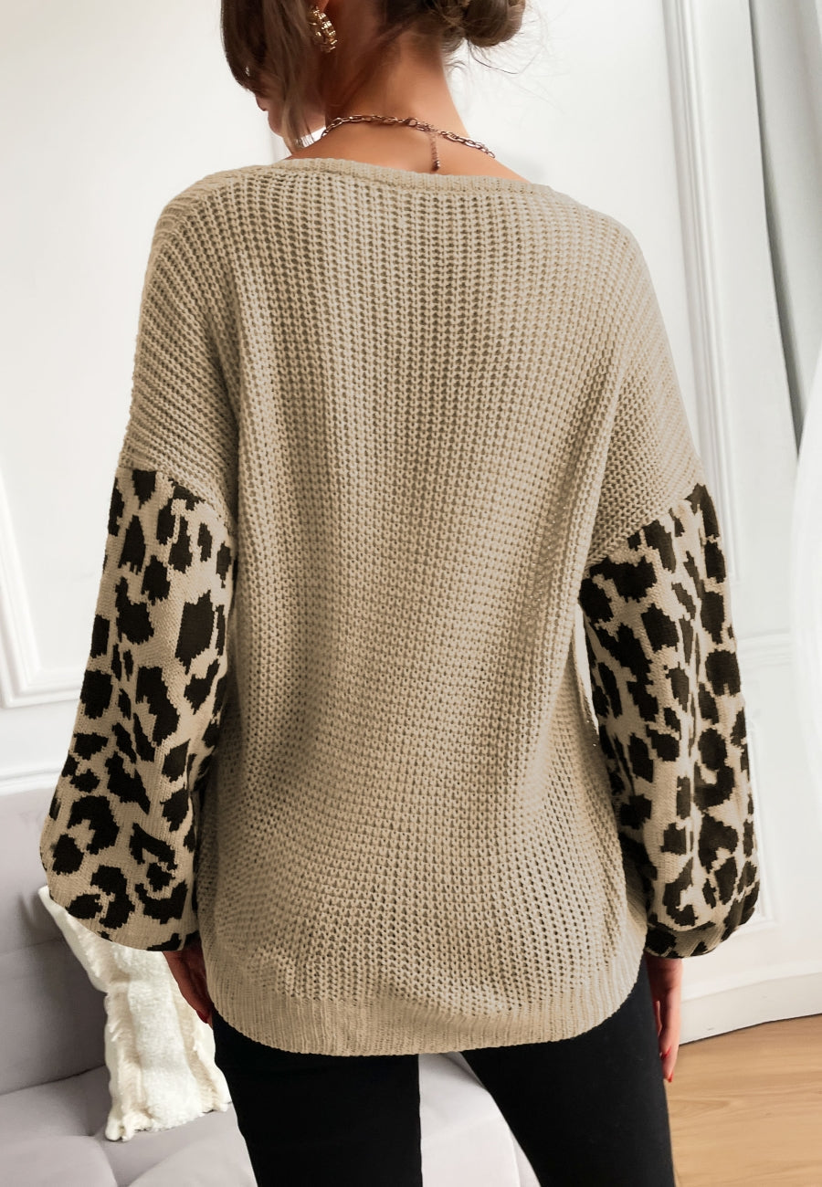 Textured V Neck Two Tone Sweater