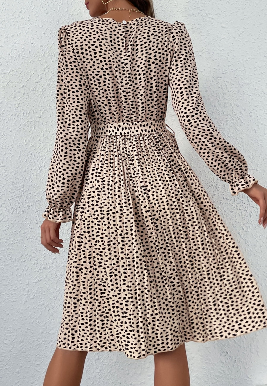 Cheetah Print Pleated Fall Dress