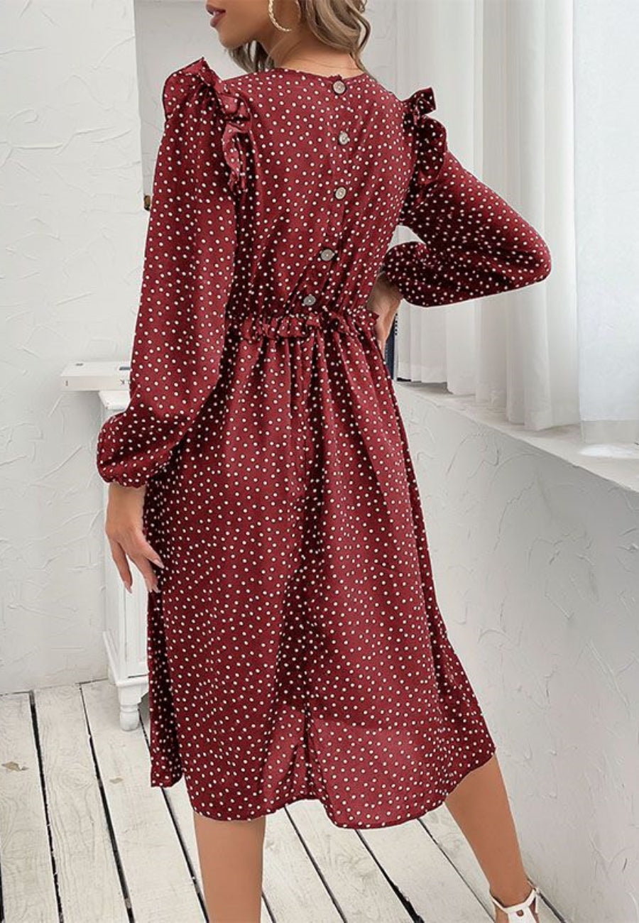 Polka Dot Button Back Dress