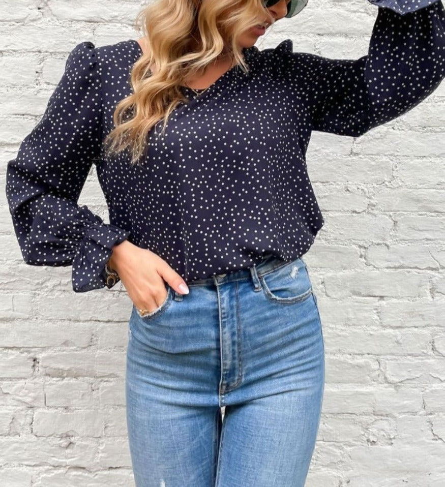 Animal Print Puff Sleeve Blouse