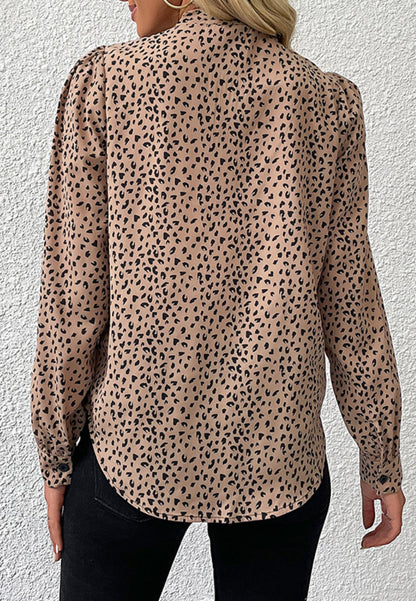 Tie Neck Animal Print Blouse