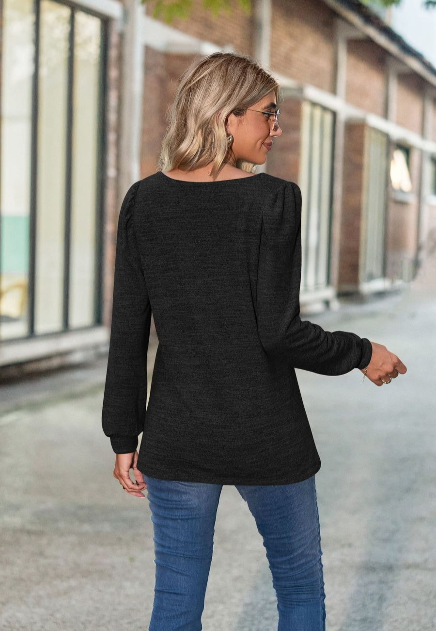 Square Neck Light Puff Sweater