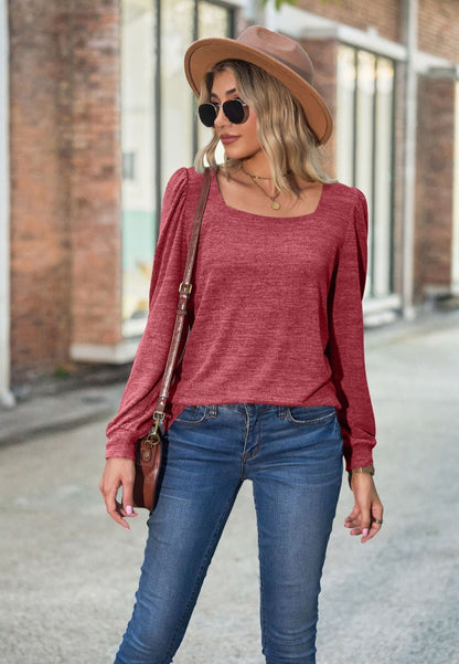 Square Neck Light Puff Sweater