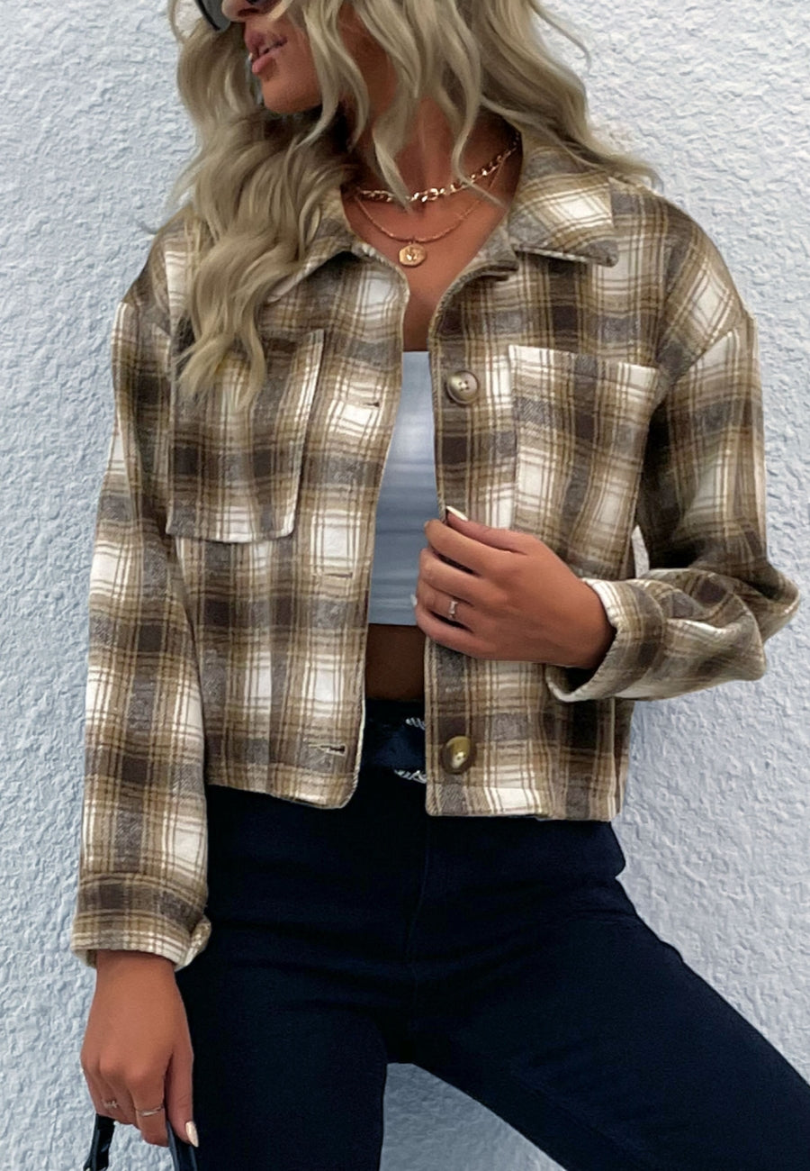 Plaid Print Button Down Jacket