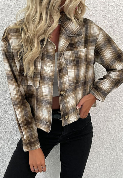 Plaid Print Button Down Jacket