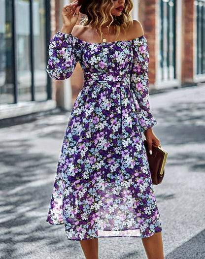 Square Neck Printed Flowy Dress