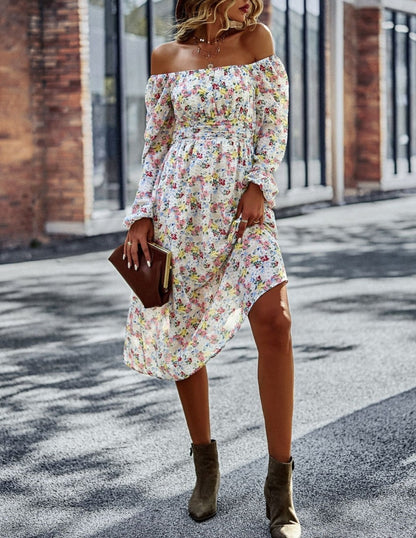 Square Neck Printed Flowy Dress