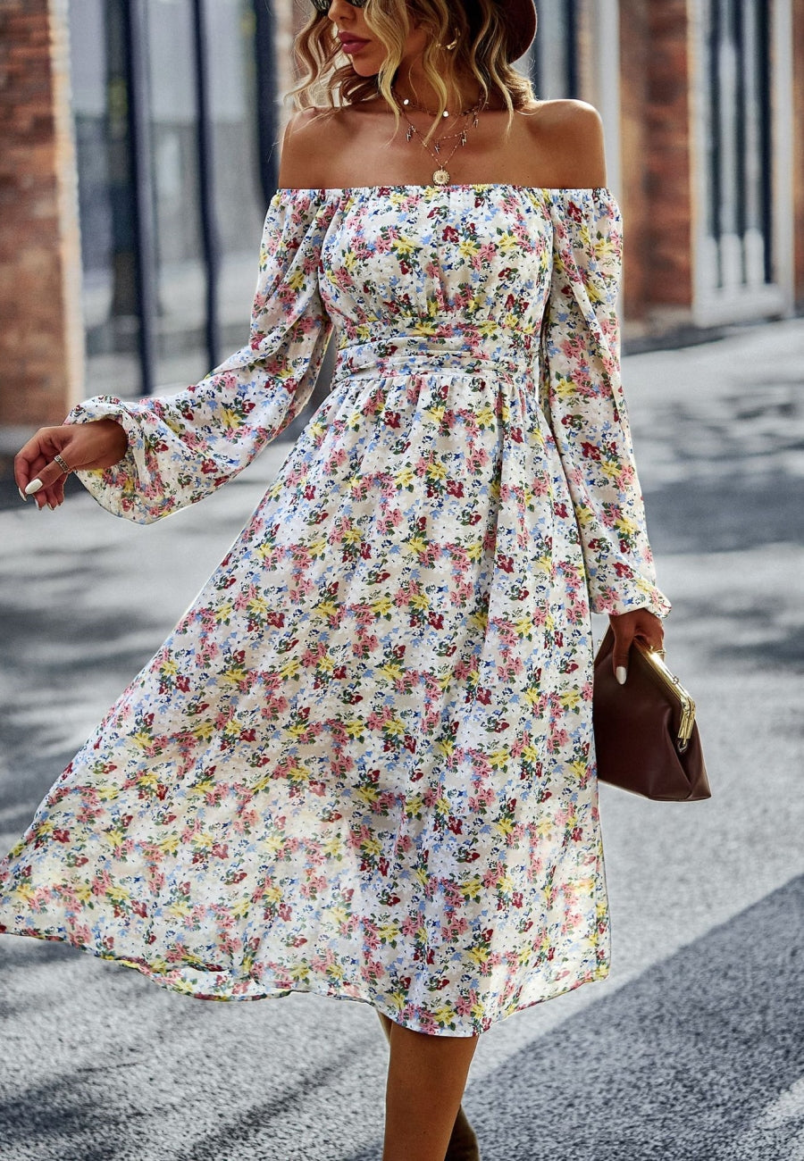 Square Neck Printed Flowy Dress