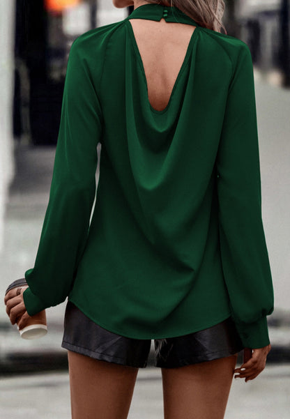 Solid Color Cowl Back Blouse