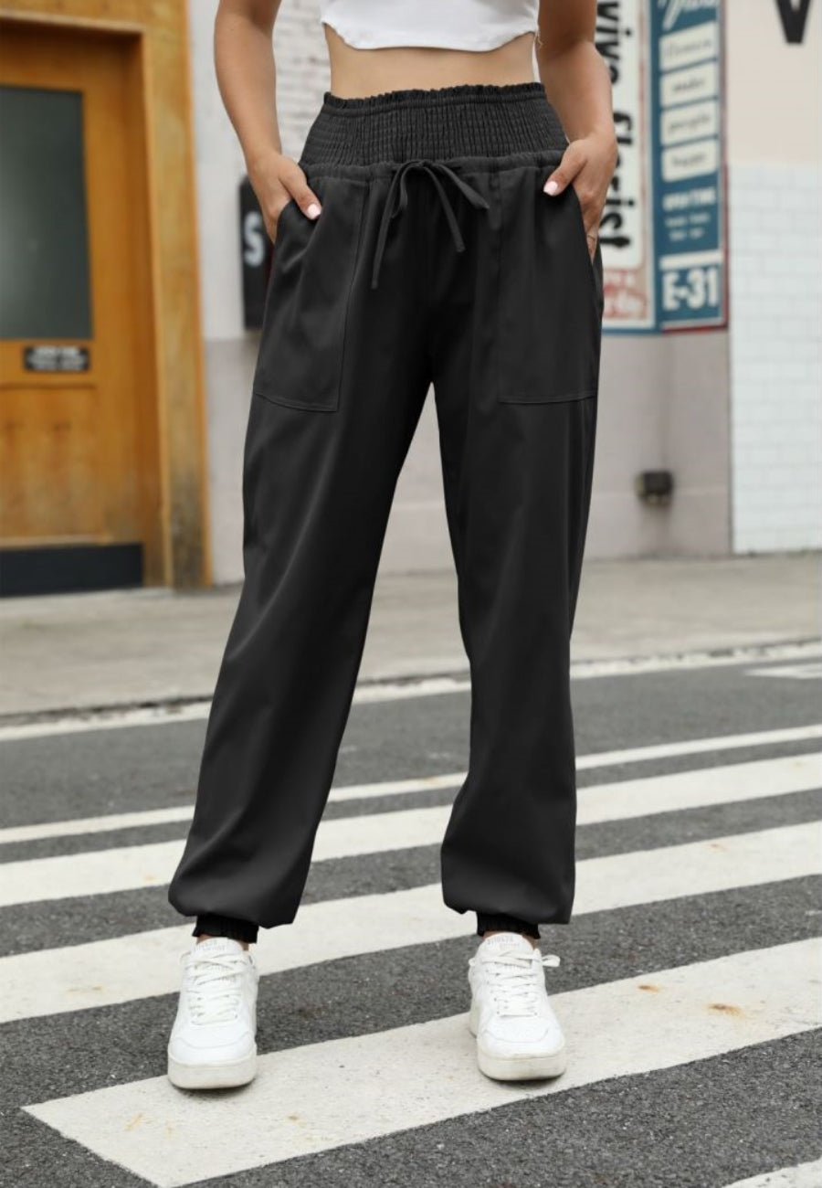 Shirred Waist Jogger Pants