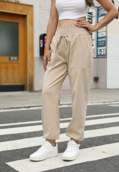 Shirred Waist Jogger Pants