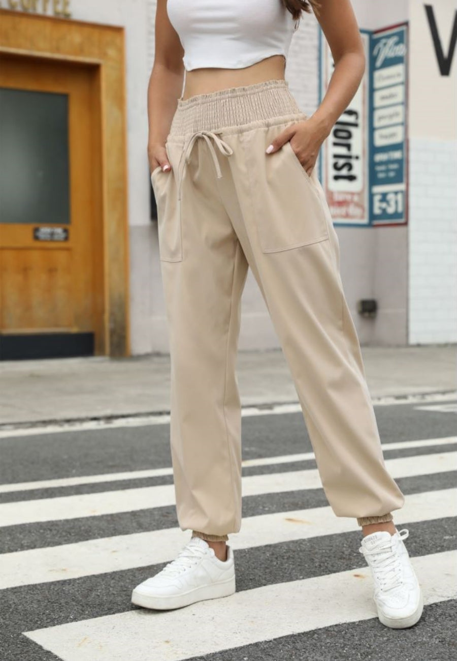 Shirred Waist Jogger Pants