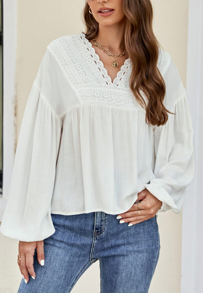 Crochet Trim Bohemian Blouse