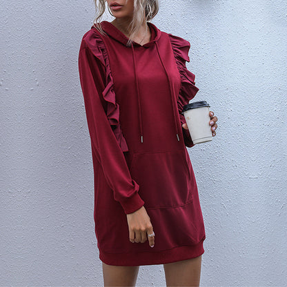 Ruffle Front Hoodie Dress