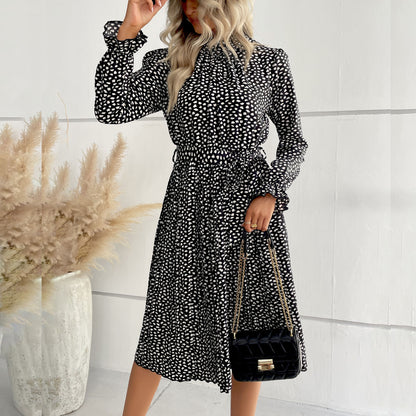 High Ruffle Neck Cheetah Dress