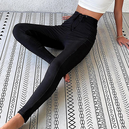 High Waist Solid Color Tie Detail Basic Fall Leggings for Women – Anna-Kaci