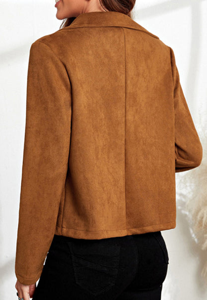 Solid Color Suede Moto Jacket