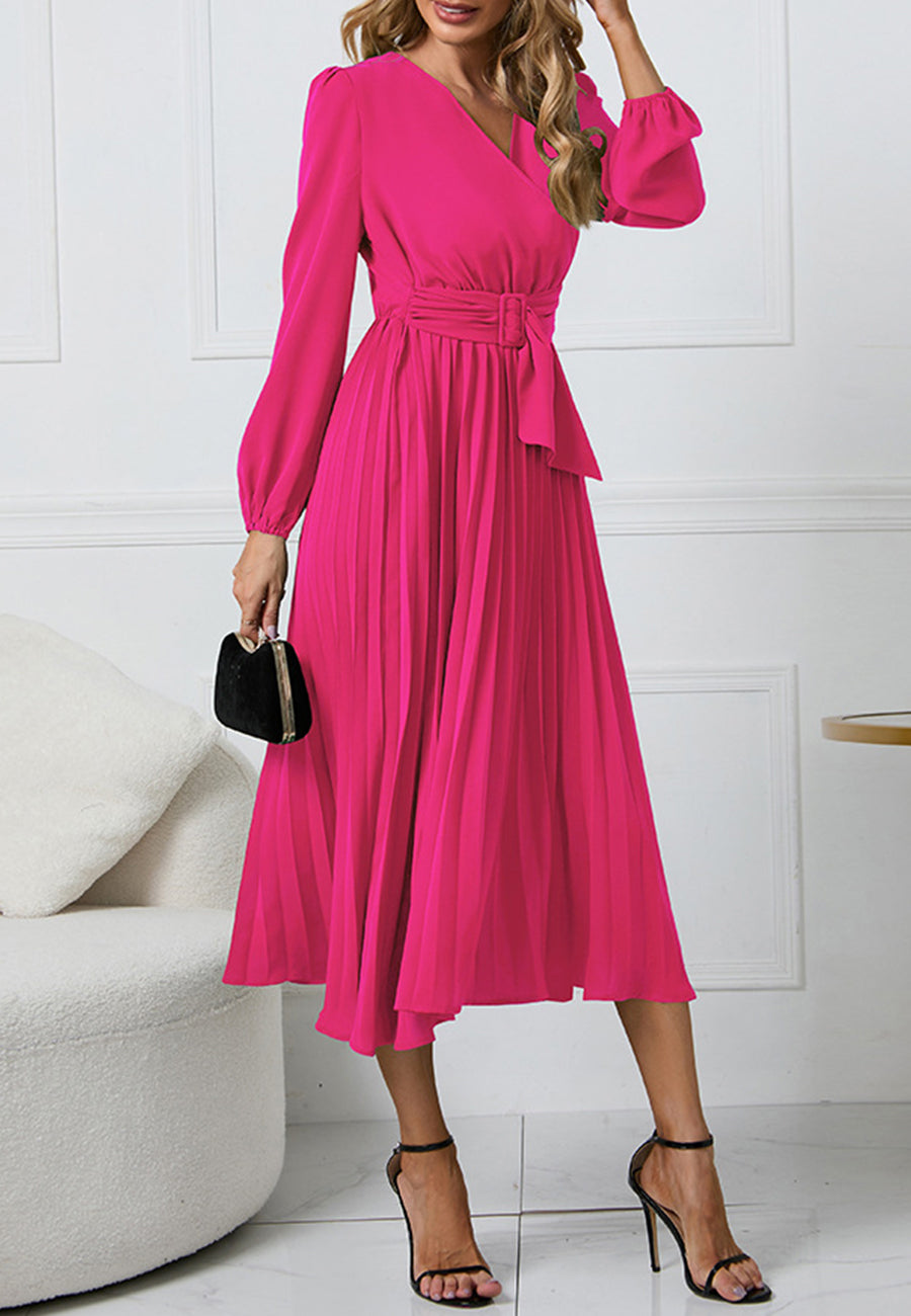 Surplice Neck Belted Dress