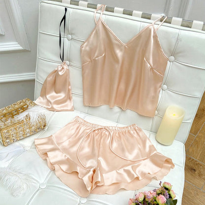 Satin Tank and Ruffle Hem Shorts