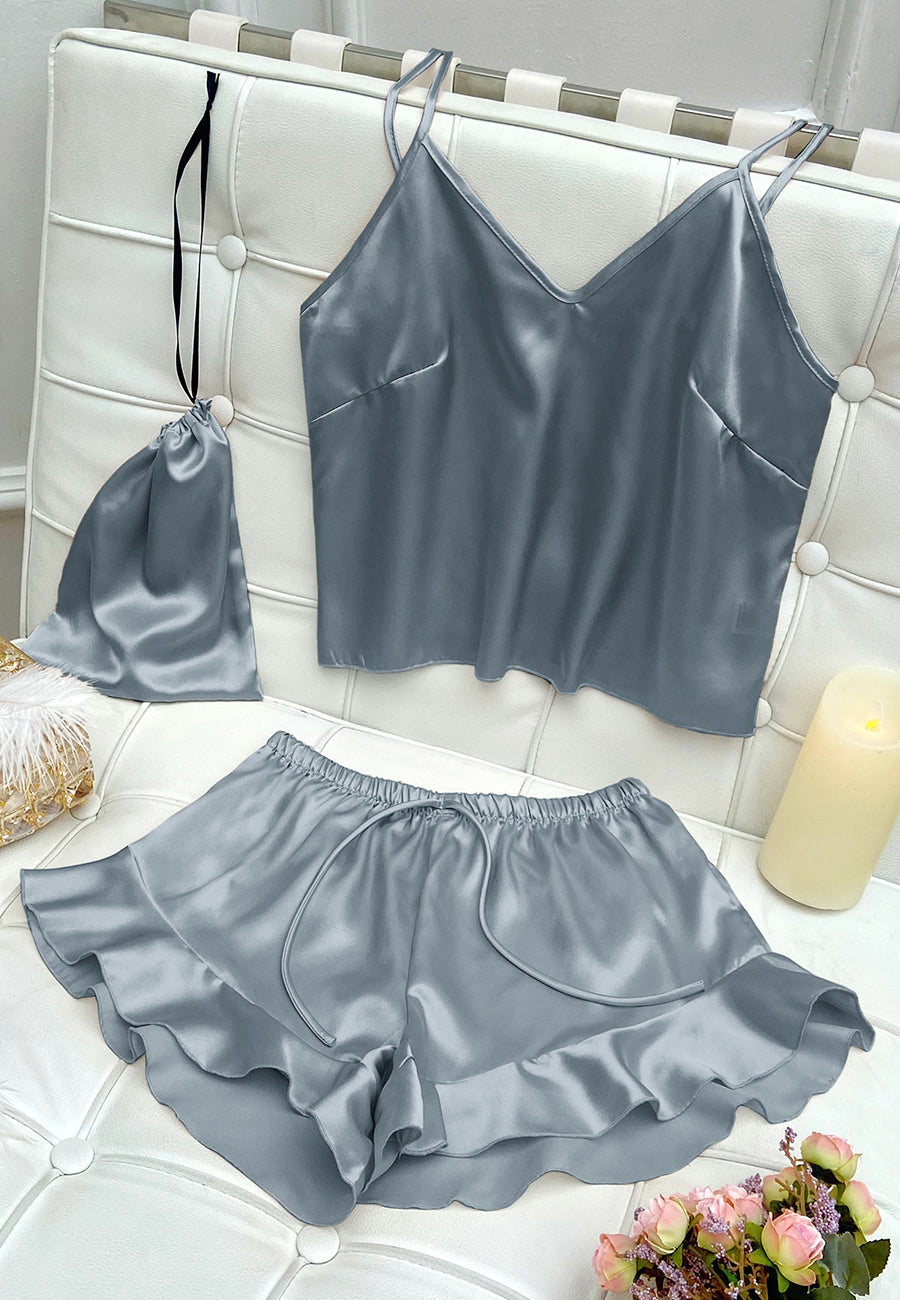 Satin Tank and Ruffle Hem Shorts