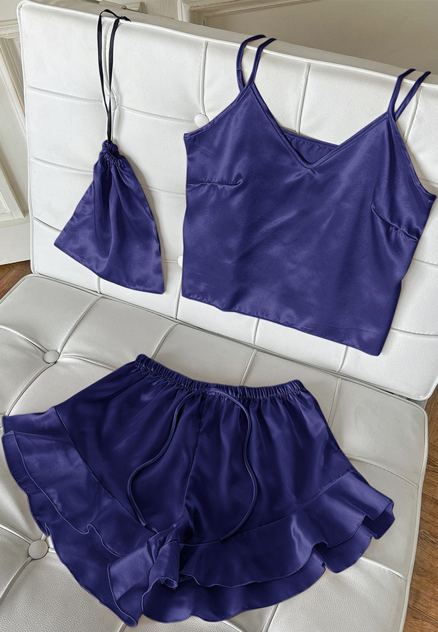 Satin Tank and Ruffle Hem Shorts