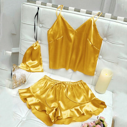 Satin Tank and Ruffle Hem Shorts