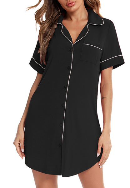 Button Down Rounded Hem Sleep Dress