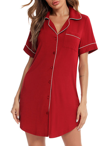 Button Down Rounded Hem Sleep Dress