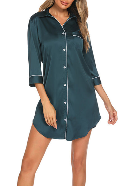 Collared Button Down Sleep Dress