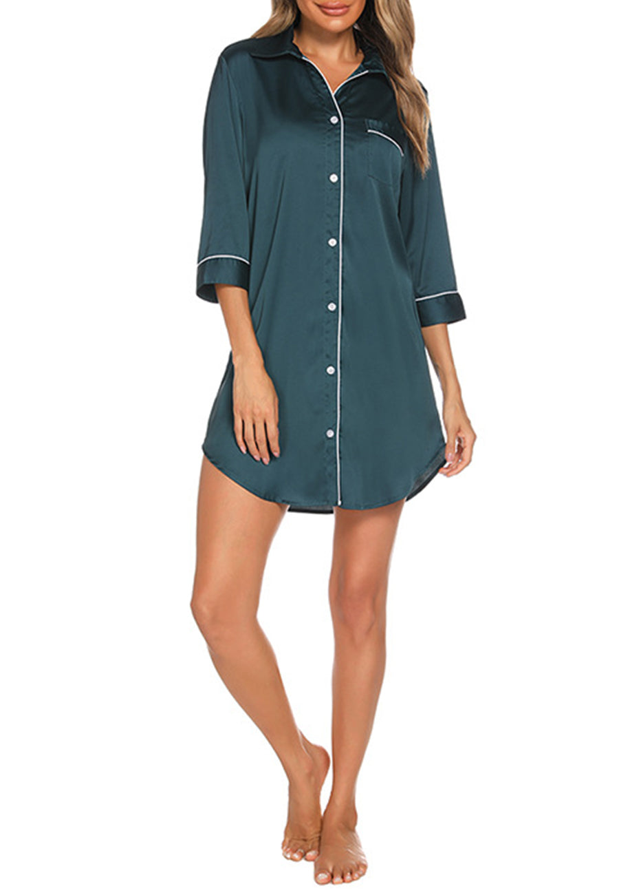 Collared Button Down Sleep Dress