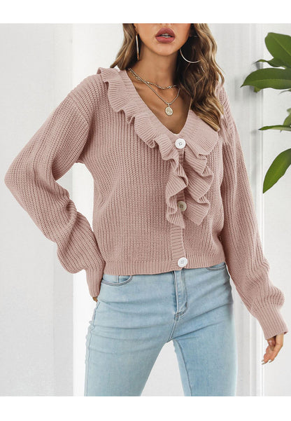 Ruffle Front Button Down Cardigan