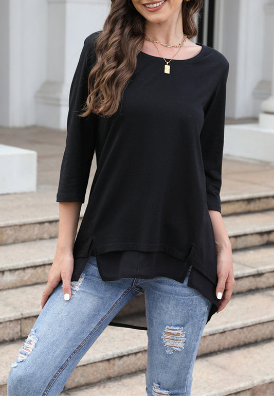 Flared Sleeve Double Hem Top